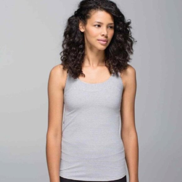 LULULEMON Run Wicking First Base Tank Anti-Stink Stripe Heather Grey suspect S/M - Picture 3 of 14